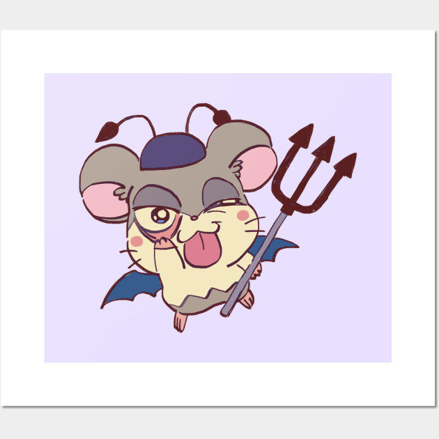 cute pastel trickster devil hamster spat / hamham heartbreak Wall Art by mudwizard